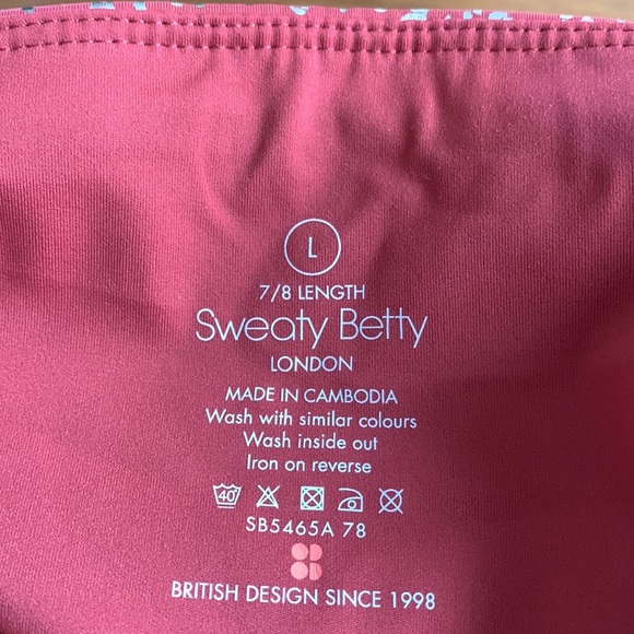 Sweaty Betty Goddess 7/8 Leggings Red Terrazzo Foil Print L - Picture 3 of 7